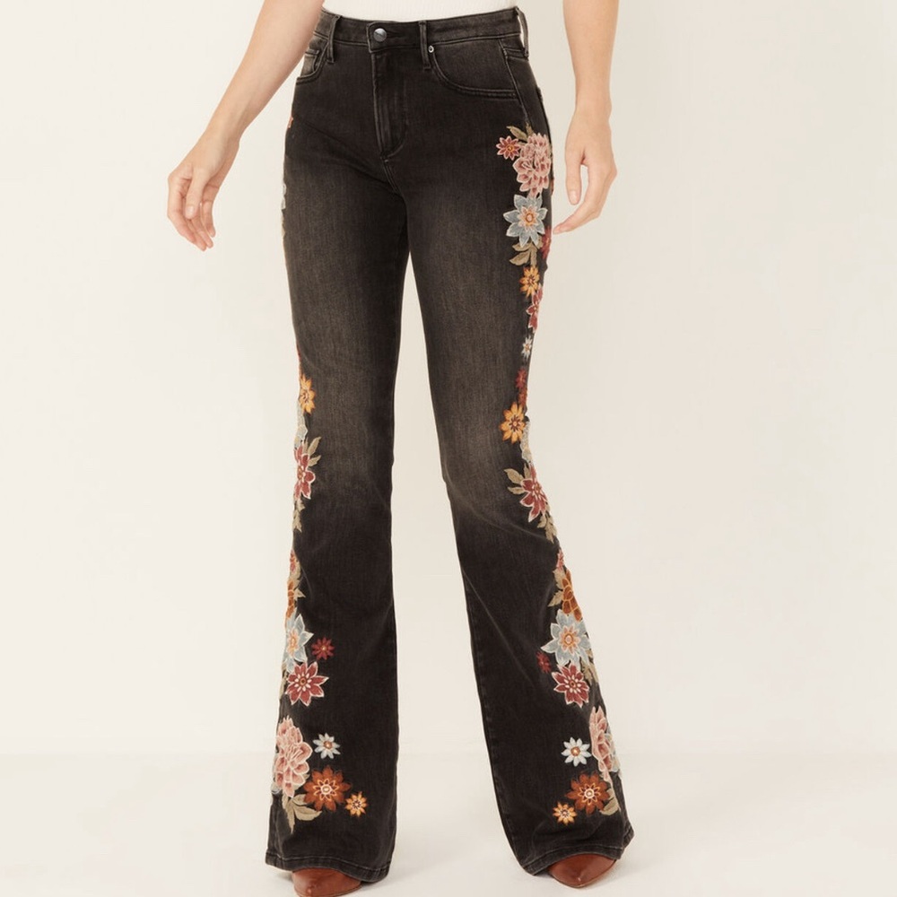 FREE PEOPLE DRIFTWOOD WOMEN'S HIGH RISE FARRAH NEPTUNE FLORAL FLARE NWT $120obo